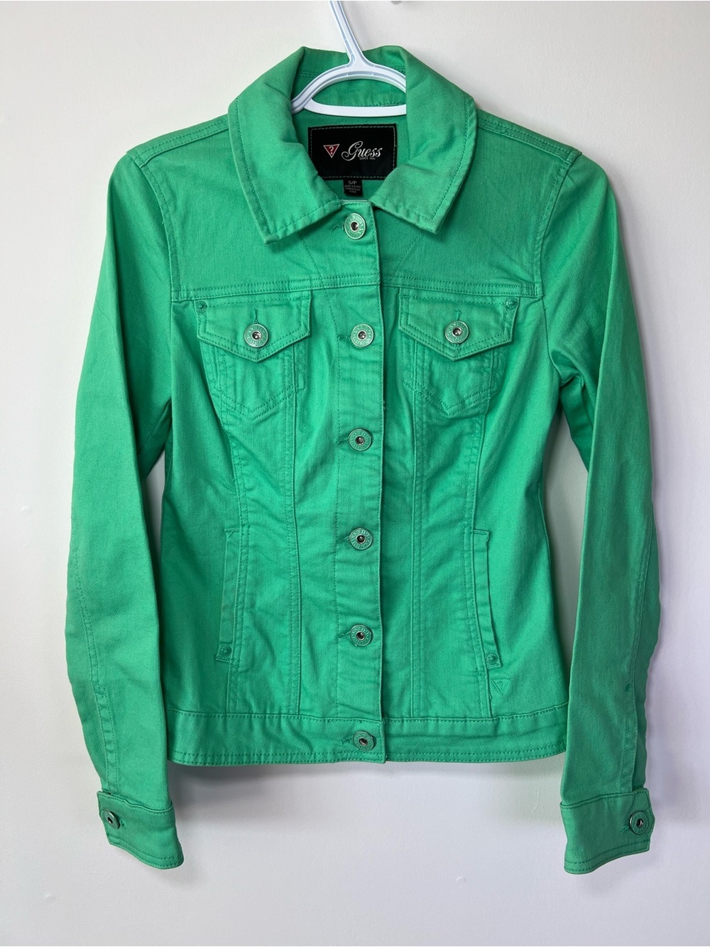 Y2K Guess Women's Small Green Chic Denim Jacket